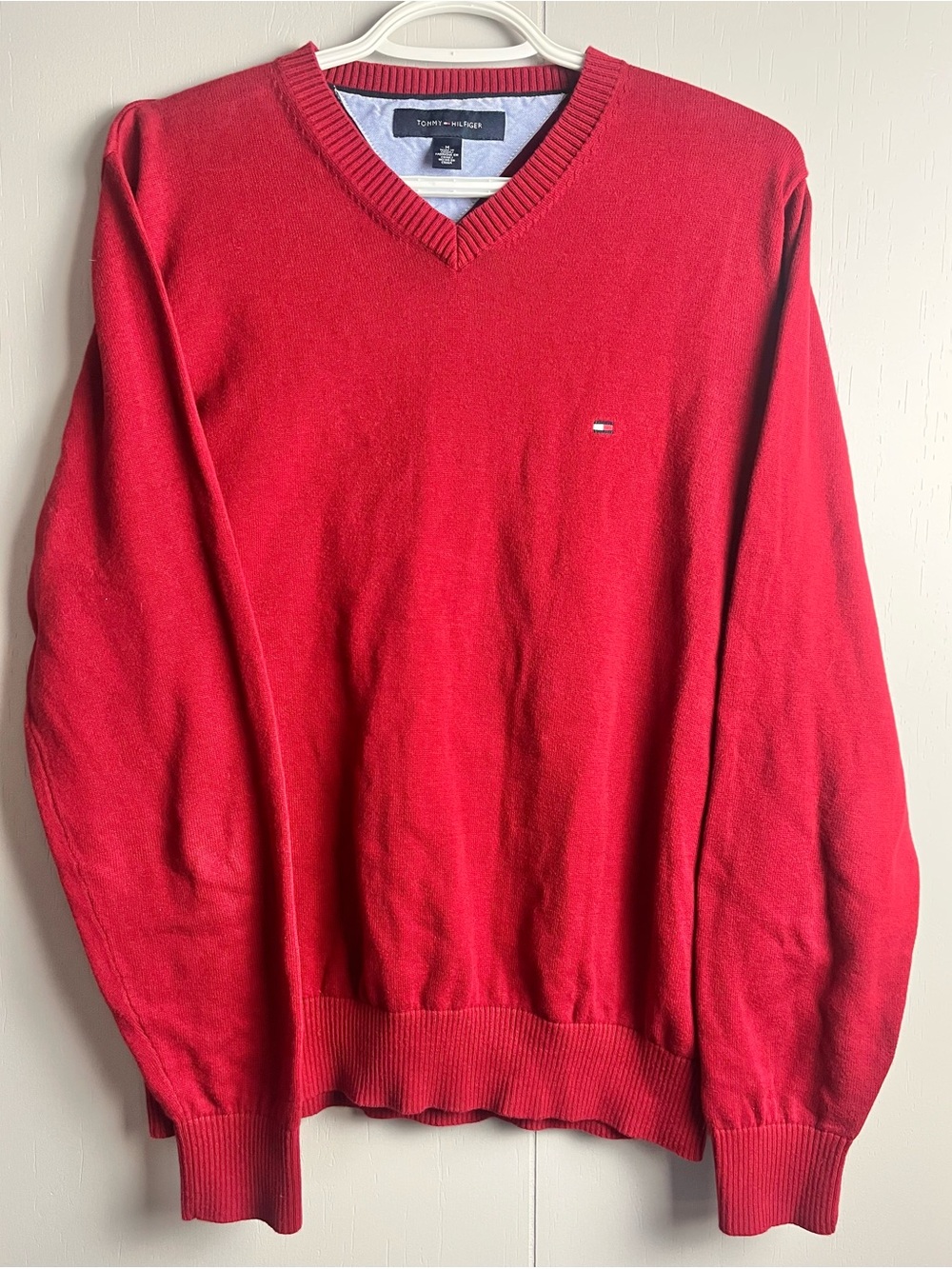 Tommy Hilfiger Men's Bright Red V-Neck Sweater